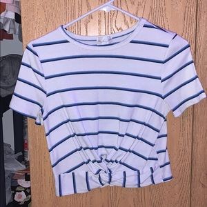 White striped cropped shirt